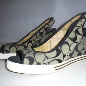 Coach Signature Peep Toe Slip on Wedge